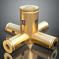 Shiny Golden Multi Cylindrical Mobile Digital Component With Smooth Connected Structure 3d model