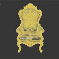 Ornate Blue Chair With Golden Carvings And Floral Upholstery Classic Design For Elegant Interiors
