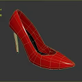 Red High Heels Women's Fashion Footwear With Pointed Toe Thin Heel And Knit Texture