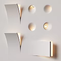 White Curved Wall Design With Circular Light Holes And Illuminated Bulb