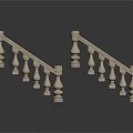 Architectural Staircase Railings With Ornate Balusters And Beige Design Elements