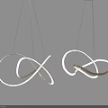 Modern Curved Ring Chandeliers With LED Light Strips And Gold Metal Frame