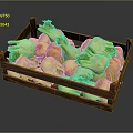 Fresh Vegetables In Wooden Crate With Green Leaves And Bulbous Shapes