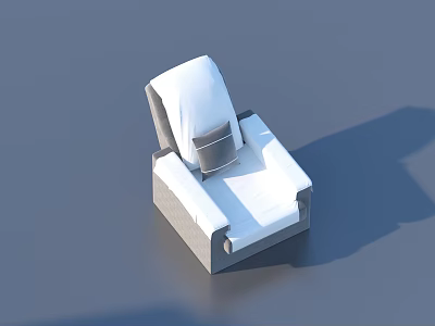 Modern White Accent Chair With Simple Design And Comfortable Backrest 3d model