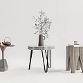 Modern Side Tables With Various Designs And Decorative Elements Like Vase Teacup 3d model