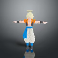 Anime Character With Halo Blonde Hair Orange Top White Pants And Blue Sash