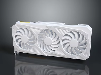 Sleek White Graphics Card With Triple Fans And Cooling System Design 3d model