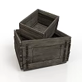 Stacked Rustic Vintage Wooden Crates With Rectangular Structure And Metal Fasteners