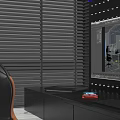 Modern Desk Setup With Laptop Tablet Sunset Light Near Blinds Displaying Design On Screen