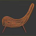 Stylish Orange Woven Lounge Chair with Modern Design and Slim Legs for Contemporary Interiors