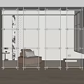 medieval minimalist glass screen partition metal partition acrylic partition optical axis component 3d model