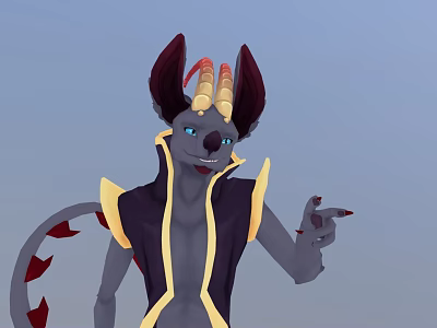 Animated Game Character With Horned Head Large Ears And Pointing Hand 3d model