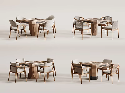 Modern Minimalist Wooden Entertainment Table With Matching Chairs And Sleek Design 3d model