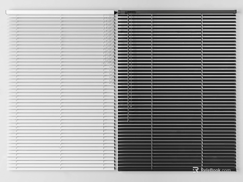 White and Black Window Blinds Modern Minimalist Design for Home Decoration 3d model 