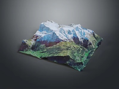 Stunning 3D Mountain Landscape With Snow Capped Peaks And Lush Green Slopes 3d model