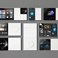 Smart Switch Panels with Digital Displays Various Control Interfaces and Modern Smart Home Design 3d model