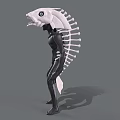 Aquatic Animal 3D Model Featuring White Head Sharp Teeth And Black Body