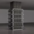 Modern Metal Display Shelf Featuring Multiple Grid Layers For Commercial Retail Spaces 3d model