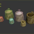 Burlap Sacks In Different Sizes Filled With Flour Salt And Sugar Food Ingredients