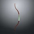 Traditional Wooden Bow Weapon With Green Grip And Brown Curved Design For Archery