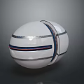 Modern Sleek Sphere Design With Silver Stripes And Red Blue Accent Lines 3d model