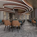 Modern Luxury Restaurant Interior With Open Layout Dragon Decoration And Marble Counter 3d model