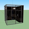 Modern Dark Wood Wardrobe Interior With Hanging Clothes Drawers And Shoe Storage