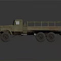 Vintage Sand Colored Military Truck With Open Cargo Bed And Large Worn Tires