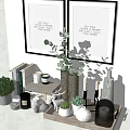 Elegant Decorative Ornament Set With Green Plants Deer Figurine Candles Vases And Books