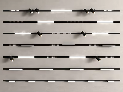 Modern downlight spotlight magnetic attraction track light magnetic attraction track light linear light without main light 3d model