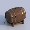 Wooden Barrel With Metal Hoops Tap And Stand As Home Living Supplies