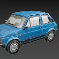 Blue Vintage Two Door Car With Black Accent Stripes And Silver Wheels