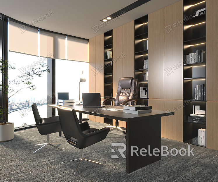 Modern Office Manager Office Desk Bookcase Sofa Chair model