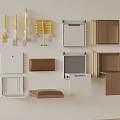 Wall Mounted Home Storage Accessories Gold Towel Racks White Brown Wooden Shelves Hooks