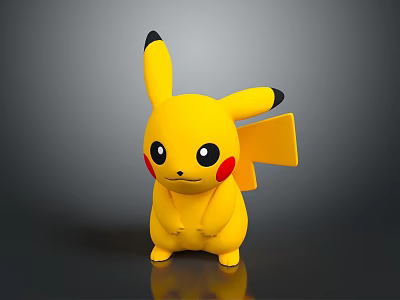 Pikachu Pokémon Game Anime Character With Yellow Body Black Tipped Ears Red Cheeks And Standing Pose 3d model