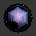 Glowing Crystal Decorative Piece with Blue Purple Hue Black Base and Blue Patterns