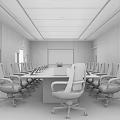 Modern Conference Room Interior With Long Table Office Chairs And Large Screen 3d model