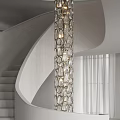 Crystal Glass Chandelier in Modern Spiral Staircase Minimalist White Space