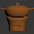 Orange Ceramic Casserole Pot With Stove Base And Double Handles For Household Use