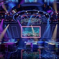 Luxury Modern KTV Interior With Colorful Lighting Large LED Screen And Comfortable Seating