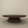 Modern Wooden Coffee Table Design With Oval Top And Double Layer Base In Light Background 3d model