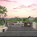 Rooftop Garden With Outdoor Seating Green Plants And Stone Flooring For Relaxation
