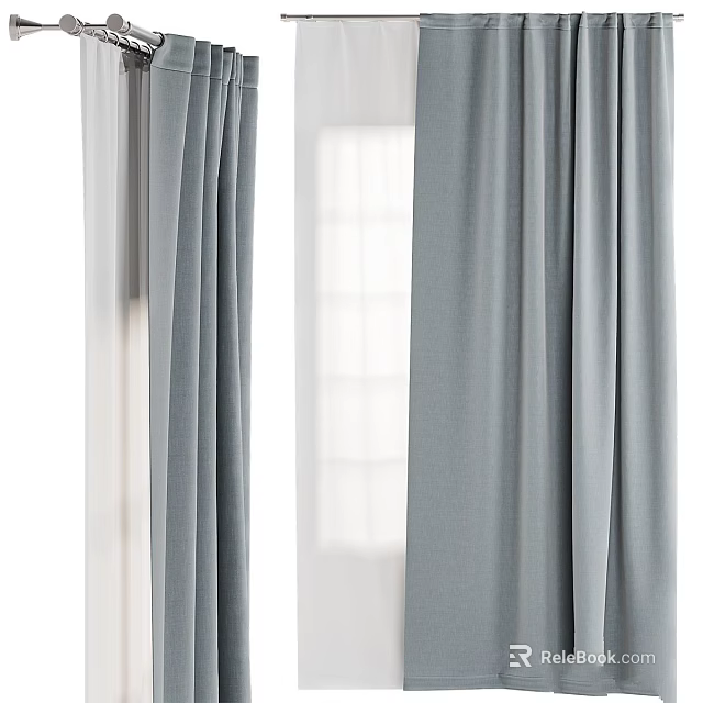Soft Gray Curtains With Light Filtering Design For Home Window Decor 3d model 