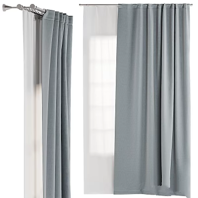 Soft Gray Curtains With Light Filtering Design For Home Window Decor 3d model