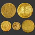 Vintage Gold Coins As Daily Living Supplies With Various Sizes And Intricate Designs
