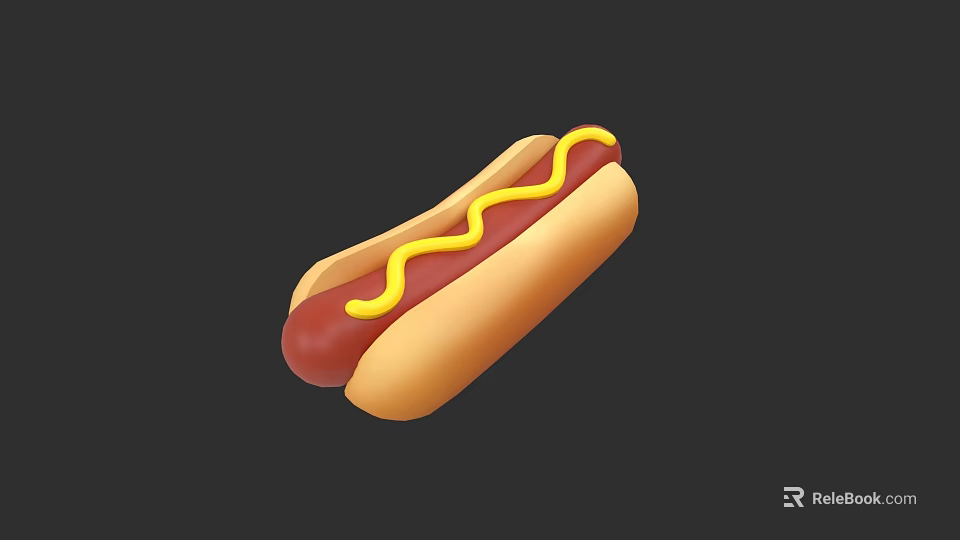Delicious Hot Dog With Soft Bun Sausage And Yellow Mustard Topping 3d model 
