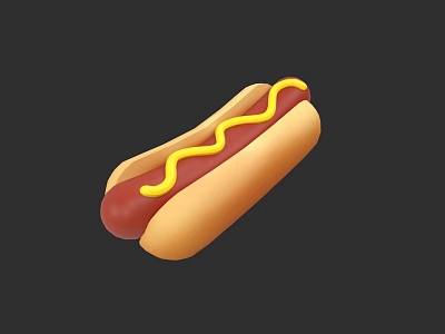 Delicious Hot Dog With Soft Bun Sausage And Yellow Mustard Topping 3d model