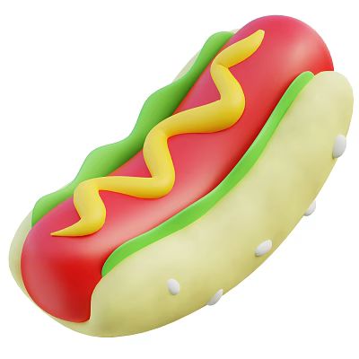 Fresh Hot Dog With Bun Sausage Red Ketchup Yellow Mustard Green Lettuce And Sesame Seeds 3d model