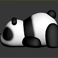 Cute Panda Plush Toy Lying Down On Shiny Background With Black And White Fur Design