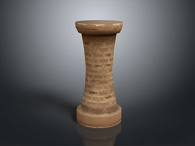 Beautiful Landscape Scene with Brown Brick Pillar Featuring Cylindrical Shape and Round Top 3d model
